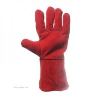 Краги спилковые с подкладкой пятипалые красные